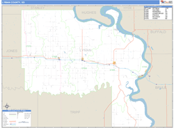 Lyman County, SD Zip Code Wall Map