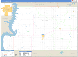 Potter County, SD Zip Code Wall Map