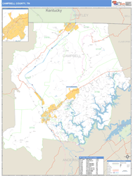 Campbell County, TN Zip Code Wall Map