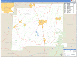 Carroll County, TN Zip Code Wall Map