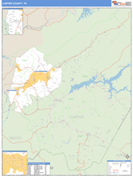 Carter County, TN Zip Code Wall Map