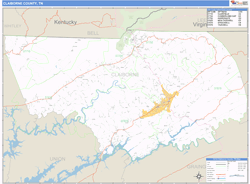 Claiborne County, TN Zip Code Wall Map