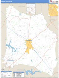 Coffee County, TN Zip Code Wall Map