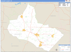 Crockett County, TN Zip Code Wall Map