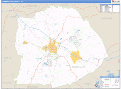 Cumberland County, TN Zip Code Wall Map