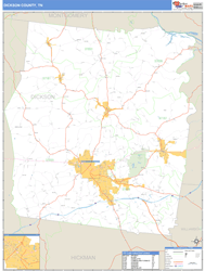 Dickson County, TN Zip Code Wall Map