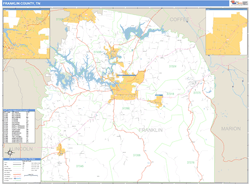 Franklin County, TN Zip Code Wall Map