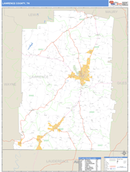Lawrence County, TN Zip Code Wall Map