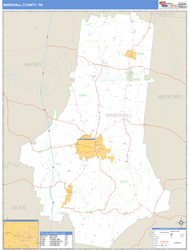 Marshall County, TN Zip Code Wall Map