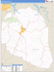 Overton County, TN Zip Code Wall Map