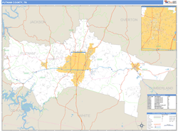 Putnam County, TN Zip Code Wall Map