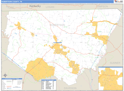 Robertson County, TN Zip Code Wall Map