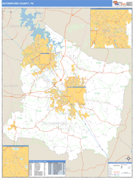 Rutherford County, TN Zip Code Wall Map