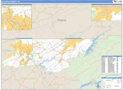 Sullivan County, TN Zip Code Wall Map