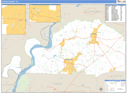 Tipton County, TN Zip Code Wall Map