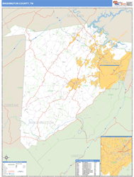Washington County, TN Zip Code Wall Map