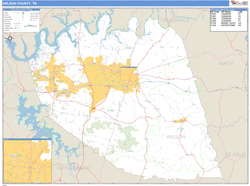 Wilson County, TN Zip Code Wall Map