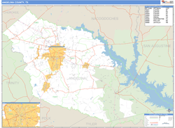 Angelina County, TX Zip Code Wall Map