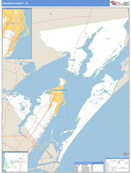 Aransas County, TX Zip Code Wall Map