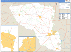 Austin County, TX Zip Code Wall Map