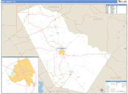 Bee County, TX Zip Code Wall Map