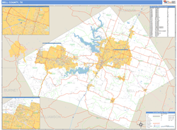 Bell County, TX Zip Code Wall Map