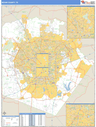 Bexar County, TX Zip Code Wall Map