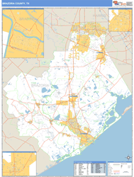 Brazoria County, TX Zip Code Wall Map