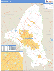 Brazos County, TX Zip Code Wall Map