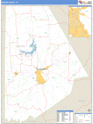 Brown County, TX Zip Code Wall Map