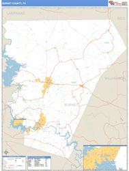 Burnet County, TX Zip Code Wall Map