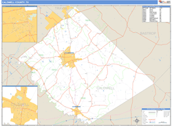 Caldwell County, TX Zip Code Wall Map