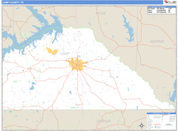 Camp County, TX Zip Code Wall Map