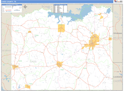 Cass County, TX Zip Code Wall Map