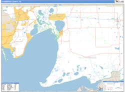 Chambers County, TX Zip Code Wall Map