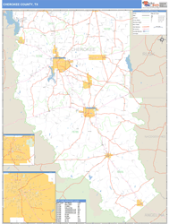 Cherokee County, TX Zip Code Wall Map