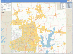 Collin County, TX Zip Code Wall Map