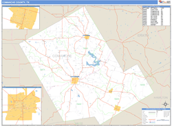 Comanche County, TX Zip Code Wall Map