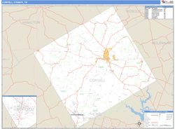 Coryell County, TX Zip Code Wall Map