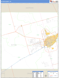 Ector County, TX Zip Code Wall Map