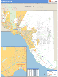 El Paso County, TX Zip Code Wall Map