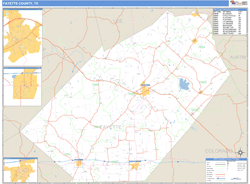 Fayette County, TX Zip Code Wall Map