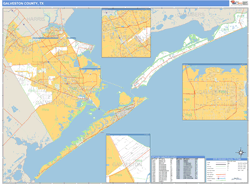 Galveston County, TX Zip Code Wall Map