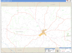 Gillespie County, TX Zip Code Wall Map