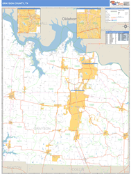 Grayson County, TX Zip Code Wall Map