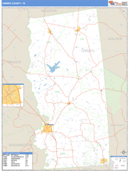 Grimes County, TX Zip Code Wall Map