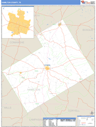 Hamilton County, TX Zip Code Wall Map