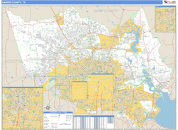 Harris County, TX Zip Code Wall Map