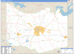 Harrison County, TX Zip Code Wall Map