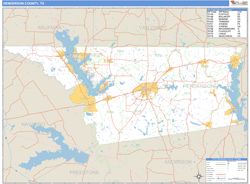 Henderson County, TX Zip Code Wall Map